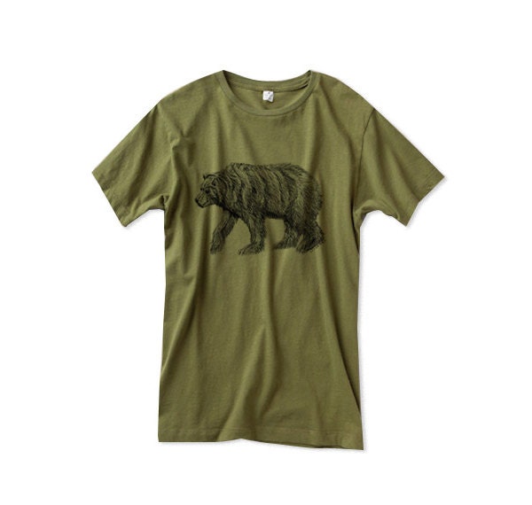 Mens Grizzly Bear Shirt Custom Color Tshirt Green Bear | Etsy