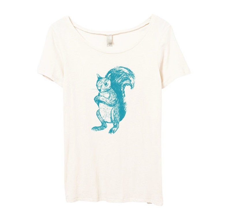 Bamboo Small Namaste Medium Teal Squirrel Squirrel Tshirt Large XL Eco Friendly Scoop Neck Organic Cotton