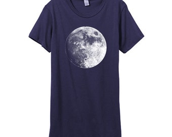 Womens Harvest Moon Tshirt - Alternative Apparel - Midnight Womens Basic Lunar Shirt - In Small, Medium, Large and XL - Eco Fashion