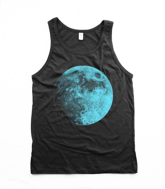 moon tank top unisex blue moon tank top Cotton tank top Black tank  top UNISEX Small, Medium, Large, XL, 2XL