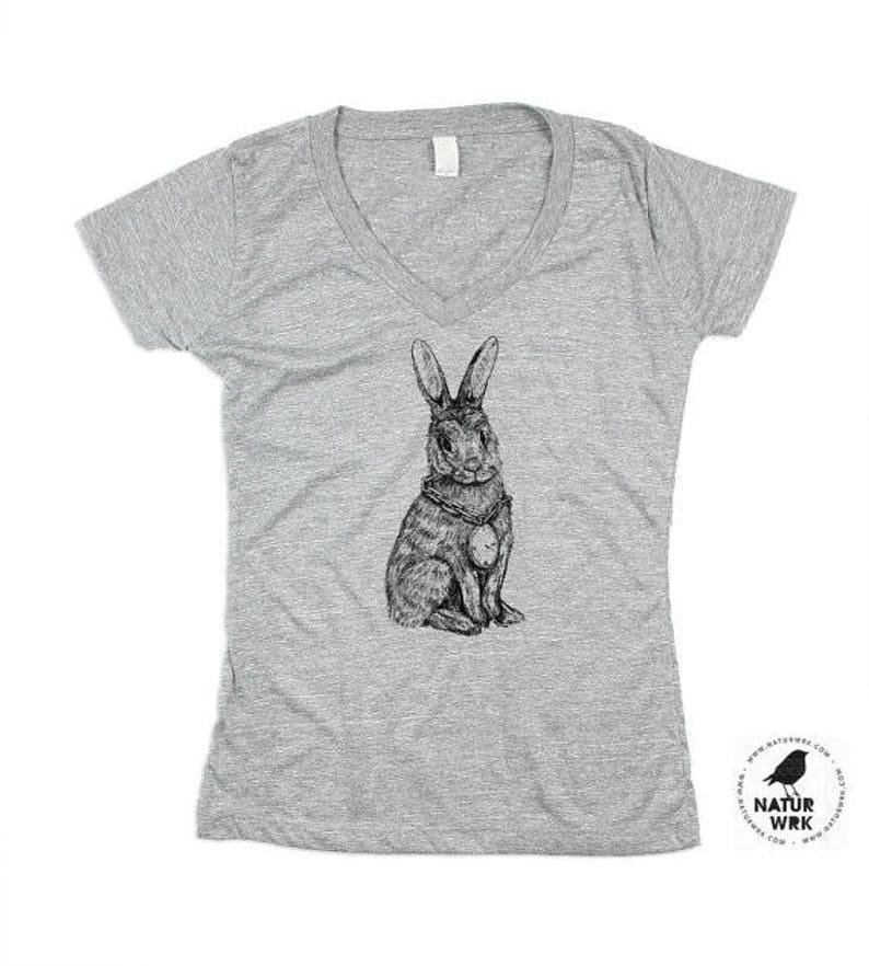 Womens Rabbit Shirt Womens Grey Vneck Rabbit Tshirt - Etsy