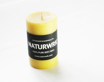 Beeswax Candle - 3in Pillar candle, pure beeswax - beeswax candles - save the bees - pure beeswax - home decor