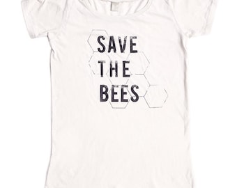 Save the Bees Shirt - Womens Tshirt - Organic Cotton Shirt - Bamboo -  xs S M L XL 2xl - Clothing -Tshirt - bug