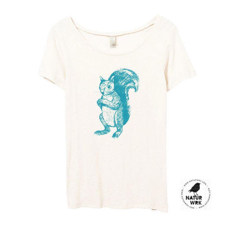 Bamboo Small Namaste Medium Teal Squirrel Squirrel Tshirt Large XL Eco Friendly Scoop Neck Organic Cotton