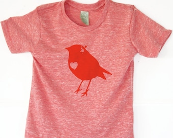 spring SALE - Red Childrens Bird Tshirt  - Eco-Friendly - Alternative Apparel -  2T, 4T , 6T, 8T, 10T, 12T - Boy - Girl