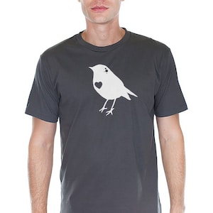 Men T-Shirt - Bird - Animal - Art - Bird Shirt - Grey - Bee Print - Bird Art - Organic shirt - Small, Medium, Large, XL, XXL - Clothing
