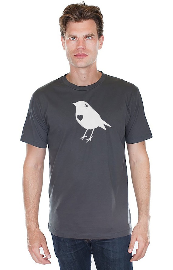 Men T-shirt Bird Animal Art Bird Shirt Grey Bee Print - Main Image