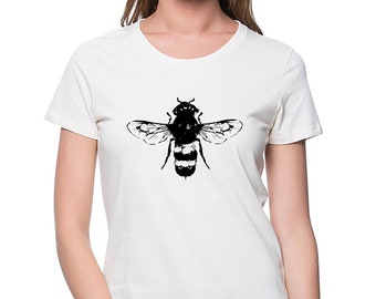Womens Bee shirt - Eco-Friendly -Organic Cotton - Womens Honey Bee T-shirt - Natural - Organic shirt - Small, Medium, Large, XL- Clothing