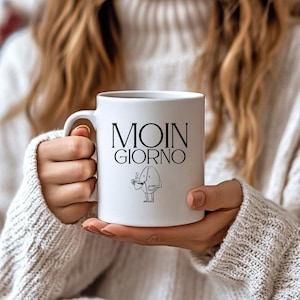 MOIN GIORNO mug – white ceramic coffee mug 330ml, dishwasher safe