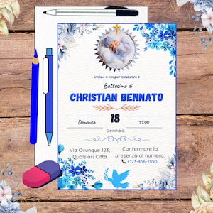 Un giorno di gioia: invito digitale battesimo bambino, invito baby bambino, invito cristianizzazione, invito elegante, invito colorato