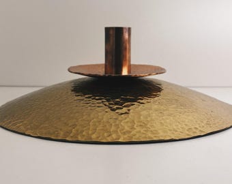 Hand-carved candlestick made of brass and copper
