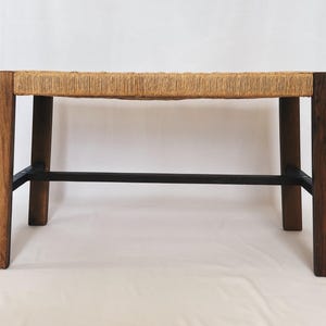 Walnut wood bench with paper cord, handmade, maple accents, hallway bench, designer bench, solid wood bench, Scandinavian