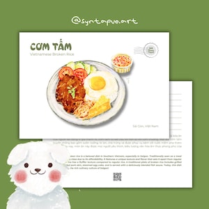 Cartão postal vietnamita de arroz quebrado | Com Tam | Estética gastronômica | Coleção exclusiva de arte culinária | Comida vietnamita, comida vietnamita, comida asiática, cartão de comida