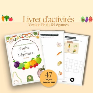 Cuaderno de actividades en PDF - Niños a partir de 2 años - Temática Frutas y Verduras - Cuaderno de actividades Cuaderno de actividades de aprendizaje - Montessori Despertar