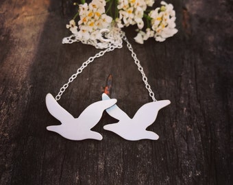 Sterling Silver Seagull Necklace, Flying Bird Pendant, Seagulls Jewellery