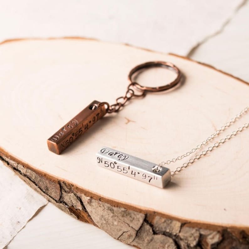 Engraved Silver Bar Necklace Silver Aluminium Chunky Bar Etsy