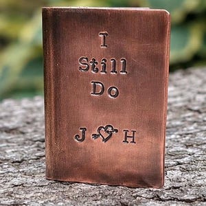 Personalised Copper Card, Handmade Copper Keepsake, Anniversary Gift for Husband Wife, Wallet Token, Small Metal Card, Birthday Gift