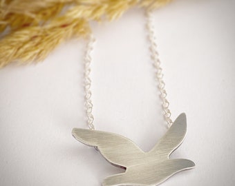 Sterling Silver Seagull Necklace Handmade Bird Pendant, Beach Wedding, Gift for Seaside Nature Lover, Female Accessories Fly Free as a Bird