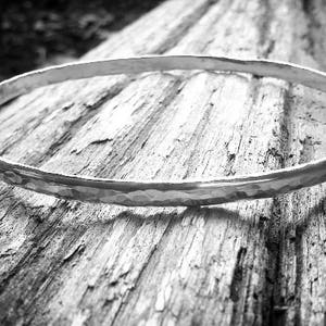 Silver Hammered Bangle, Made to Measure for Large or Thin Wrists, Stacking Bracelets image 6