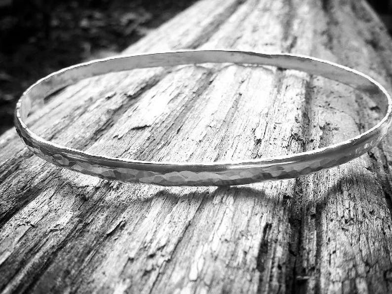 Silver Hammered Bangle, Made to Measure for Large or Thin Wrists, Stacking Bracelets image 6