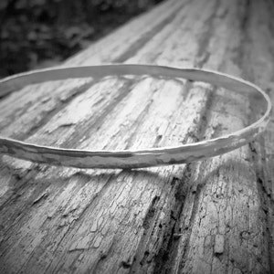 Silver Hammered Bangle, Made to Measure for Large or Thin Wrists, Stacking Bracelets image 2