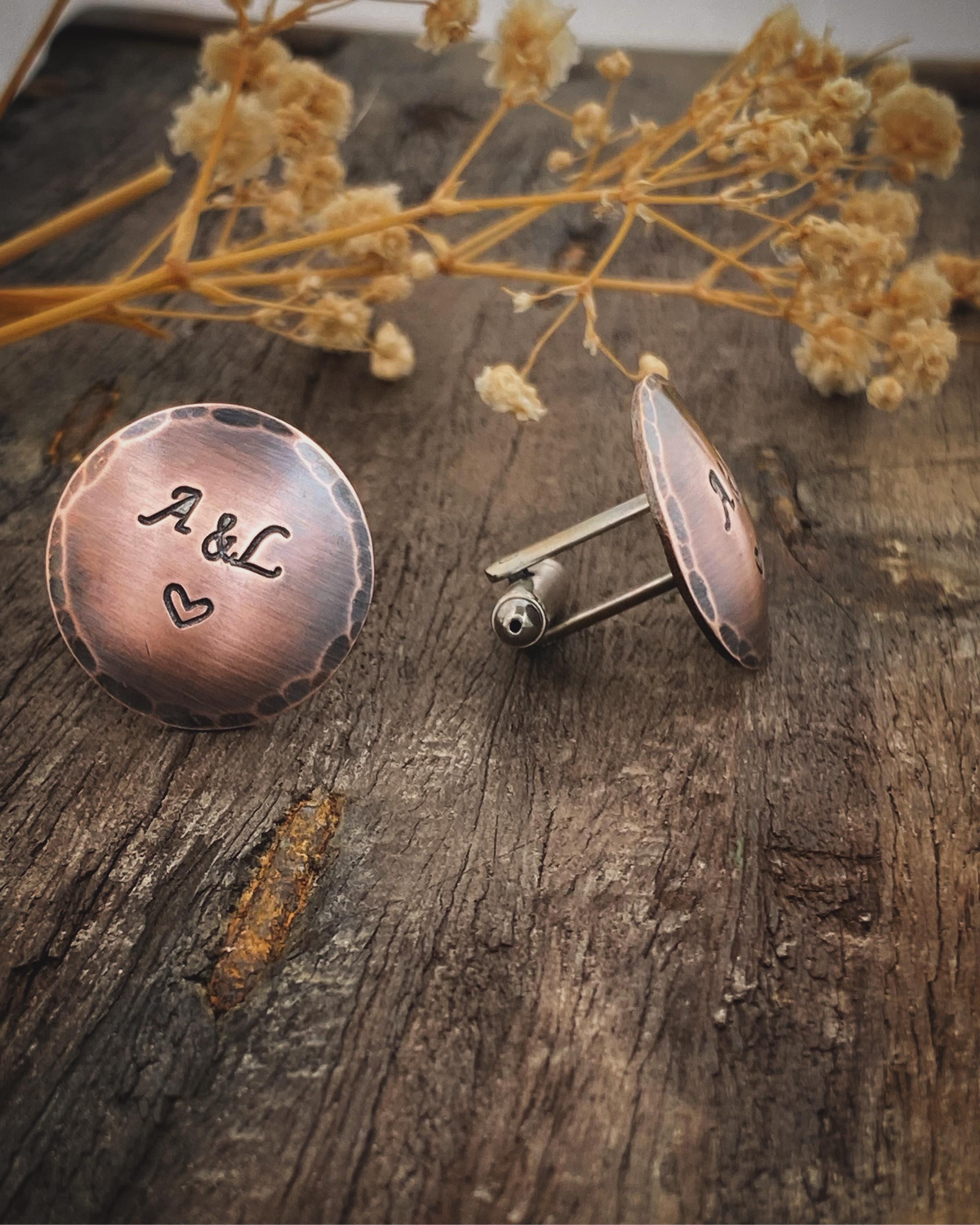 Boutons De Manchette Homme Femme Initiales - Cuivre Plaqué - Style élégant Vintage