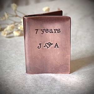 Personalised Copper Card, Handmade Copper Keepsake, Anniversary Gift for Husband Wife, Wallet Token, Small Metal Card, Birthday Gift