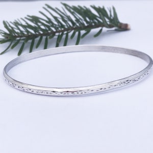 Silver Hammered Bangle, Made to Measure for Large or Thin Wrists, Stacking Bracelets image 1
