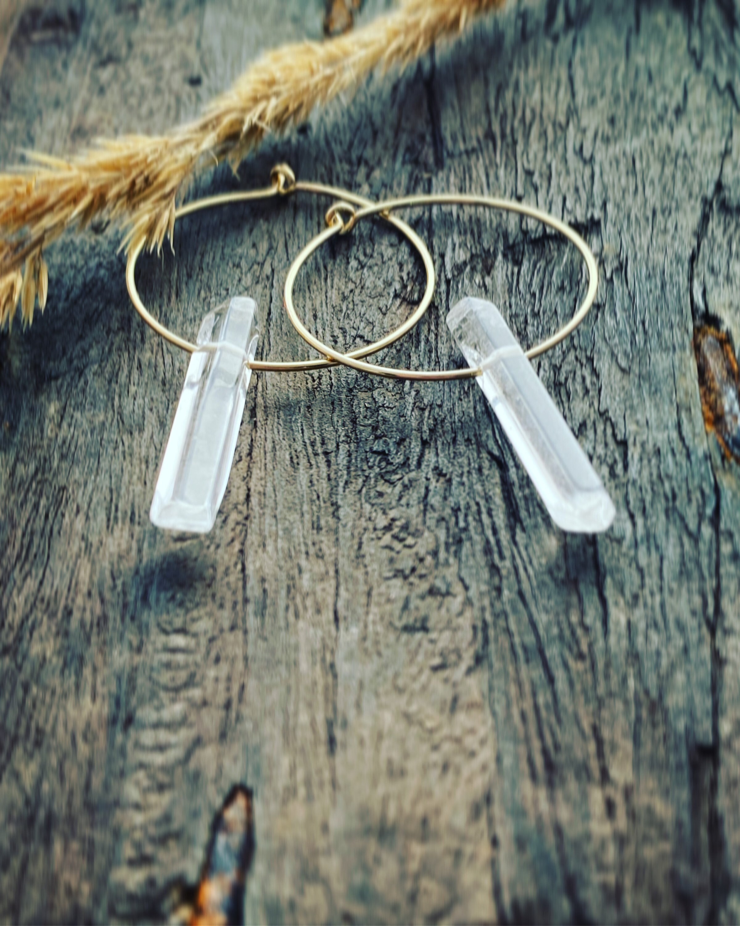 Quartz hoop earrings deals