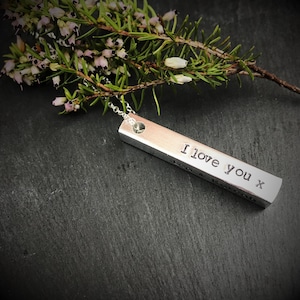 Collar vertical de barra de plata personalizado, colgante con nombres de niños o fechas especiales grabados, joyería con nombre para nietos, regalo para abuela, para mamá