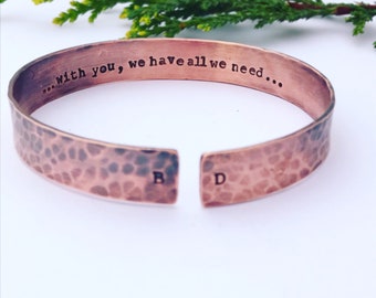 Personalised Copper Cuff Bangle, Engraved Bangle, Fathers Day Gift Ideas