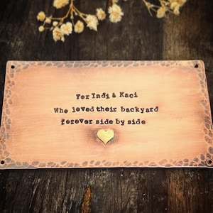 Placa conmemorativa de cobre personalizada / Banco o placa de jardín conmemorativa grabada a mano / Regalo en memoria de un ser querido / Letrero de cobre personalizado