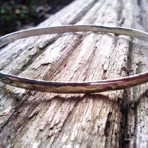 Silver Hammered Bangle, Made to Measure for Large or Thin Wrists, Stacking Bracelets image 5