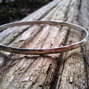Silver Hammered Bangle, Made to Measure for Large or Thin Wrists, Stacking Bracelets image 4