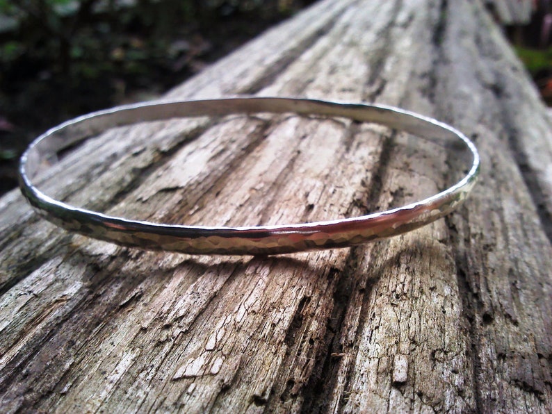 Silver Hammered Bangle, Made to Measure for Large or Thin Wrists, Stacking Bracelets image 4