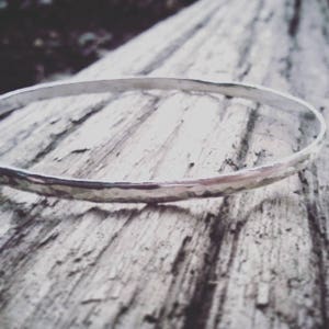 Silver Hammered Bangle, Made to Measure for Large or Thin Wrists, Stacking Bracelets image 8
