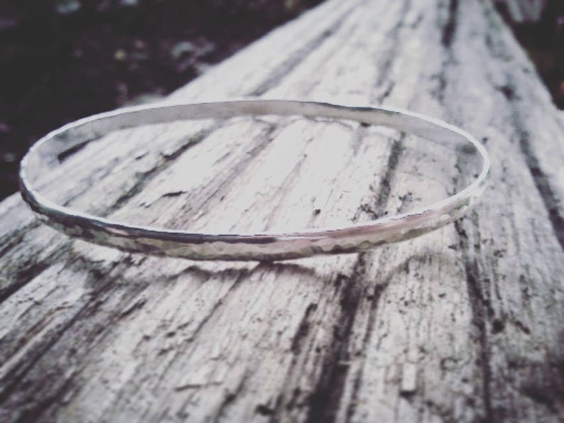 Silver Hammered Bangle, Made to Measure for Large or Thin Wrists, Stacking Bracelets image 8