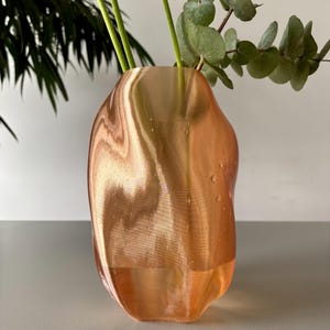 Jarrón ámbar: jarrón escultural en tono bronce, decoración moderna para el hogar, hermético.