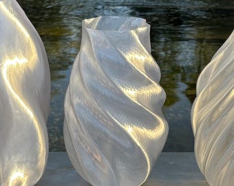3D-geprinte kwartsvaas – organisch modern design, uniek op de natuur geïnspireerd huisdecor, waterdichte vaas