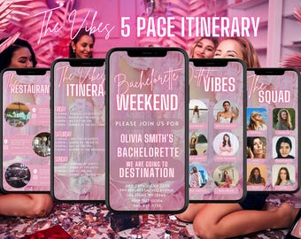 Digital Bachelorette Weekend Invitation, Animated Travel Itinerary, Pink Cowgirl Boots Hen Do Schedule Trip Evite, Editable Planner Template