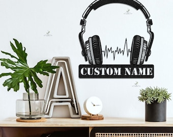 Personalized Headphone Metal Sign: Custom Music Studio Decor