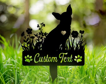 Paletto commemorativo personalizzato per Chihuahua: decorazione da giardino in metallo personalizzata per cani