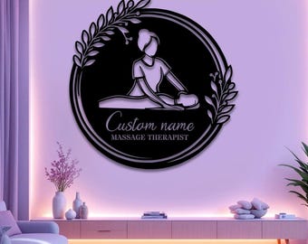 Personalized Massage Therapist Metal Sign wall art, Massage Therapy Wall Decor, Therapist Spa Name Sign, Therapist Office Decoration Hanging