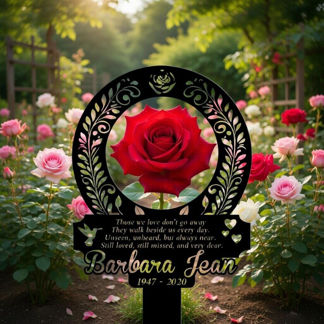 Personalized Red Rose Grave Marker, Custom Outdoor Tree Dedication or ...