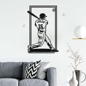 Custom Baseball Player Metal Sign | Personalized Sports Fan Wall Art | Baseball Team Gift |Kids Room Decor |Boys Room Decor |Sports Fan Gift