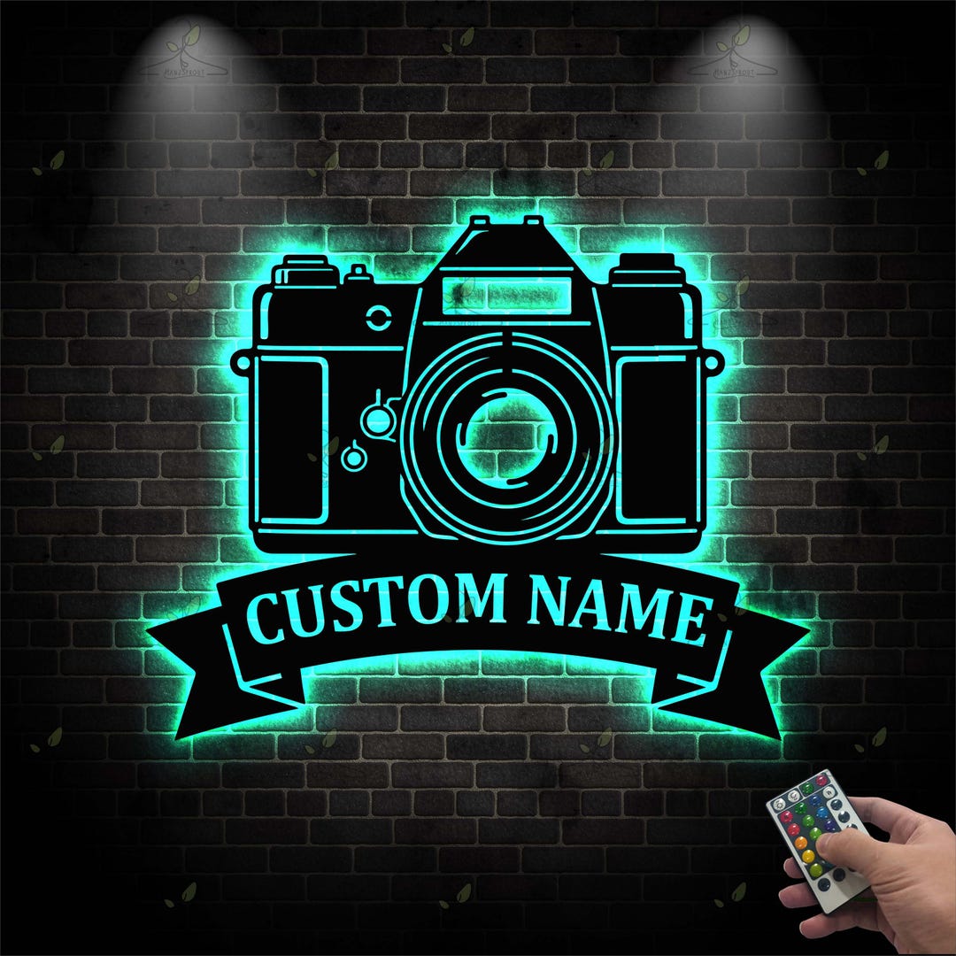 Camera. Sign Picture Personalized Camera Sign,custom LED Metal Wall Art,photographer Gift ...