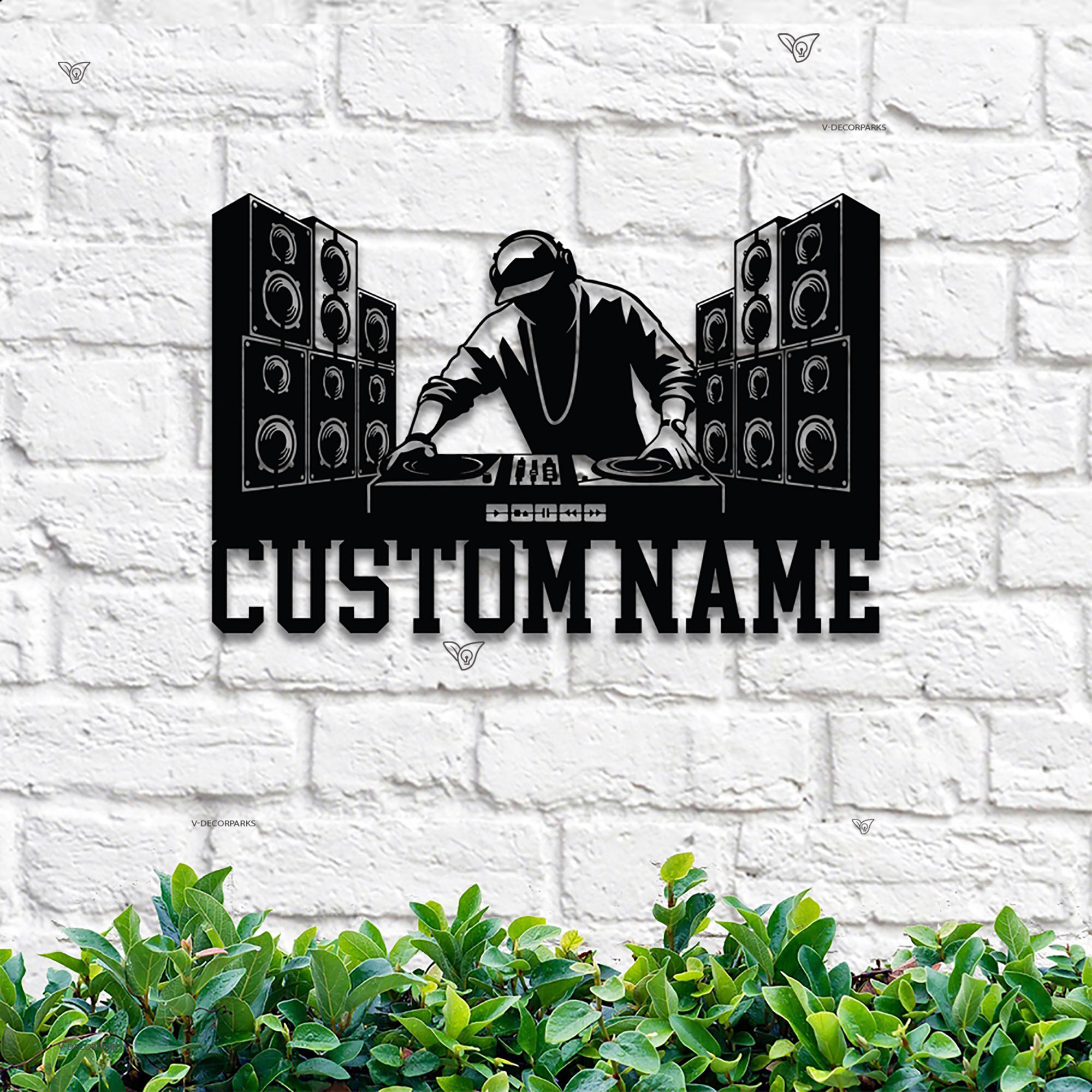 カスタムDJディスク名メタルウォールアート、音楽愛好家へのギフト