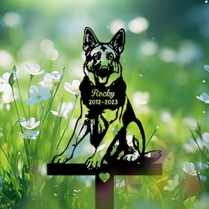 Rocky Dog Memorial Garden Sign,Personalized Pet Memorial Stake,Garden Memorial Stake,Metal Stake, German Shepherd,Pet Loss Gift,Garden Decor