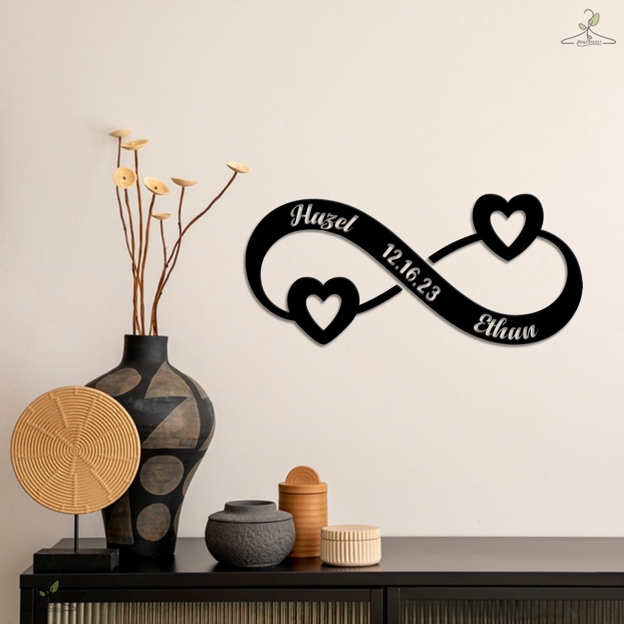 Personalized Wedding Gift for Couple | Bridal Shower Gift  | Wedding Date Sign Metal Engagement Sign Anniversary Gift | Custom Infinity Sign
