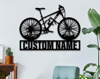 Arte de parede de metal personalizada para mountain bike: decoração de ciclismo personalizada